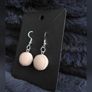 Handmade Cream Macaron Earrings